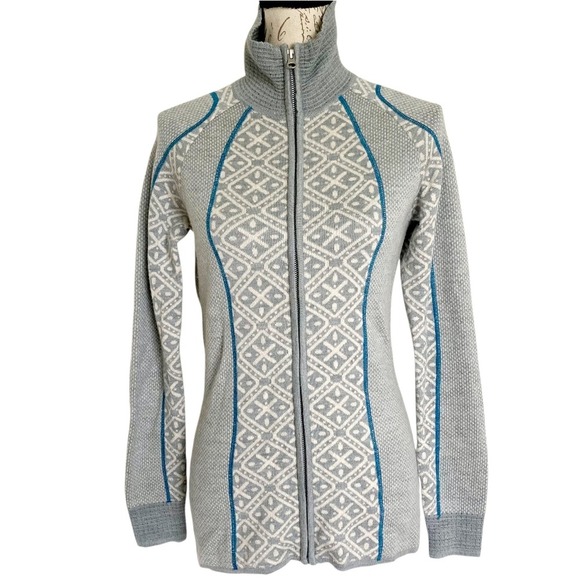 Smartwool Dacono Cardigan sweater size M Merino Wool full zip up ski Womens Gray - Picture 1 of 16